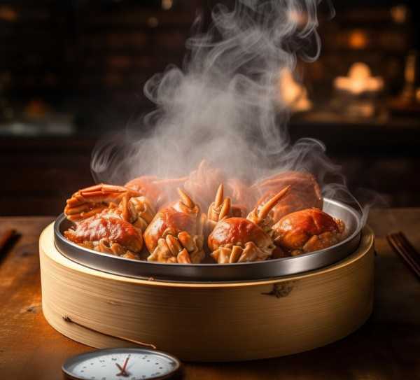 大闸蟹蒸制秘籍，掌握时间艺术，解锁最佳蒸制时长,蒸大闸蟹，掌握时间艺术—揭秘蒸制大闸蟹的最佳时长,风味,烹饪技巧,热量,第1张
